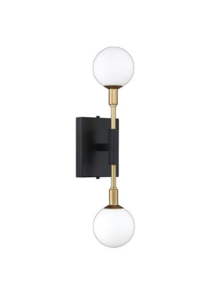 Kendal Lighting AMBIENCE PF100-2LWL-BLK-BRS Black 2-Lights 80W Wall Sconce