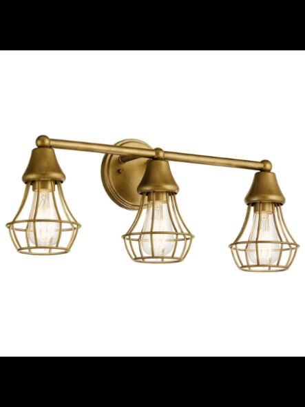 Kichler 37509 3-Lights Natural Brass 60W Vanity Light