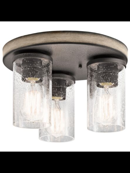 Kichler 38204 3-Lights Anvil Iron 60W Flush Mount Ceiling Light
