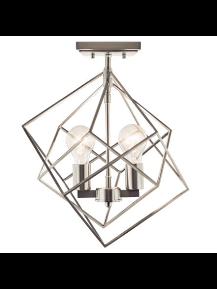 Kichler 38221 2-Lights Brushed Nickel 60W Semi-Flush Mount Ceiling Light