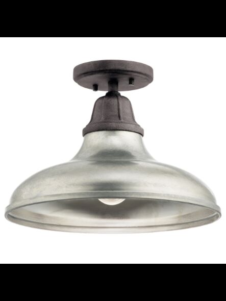 Kichler 38228 1-Light Weathered Zinc 60W Semi-Flush Mount Ceiling Light