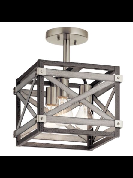 Kichler 38239 3-Lights Anvil Iron 60W Semi-Flush Mount Ceiling Light