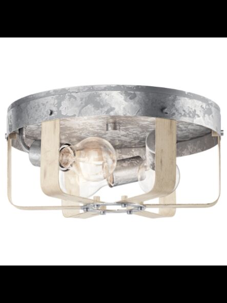 Kichler 38241 3-Lights Galvanized Steel 40W Flush Mount Ceiling Light
