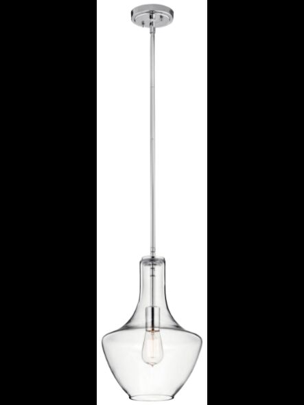 Kichler 42141CHCLR 1-Light Chrome 100W Pendant