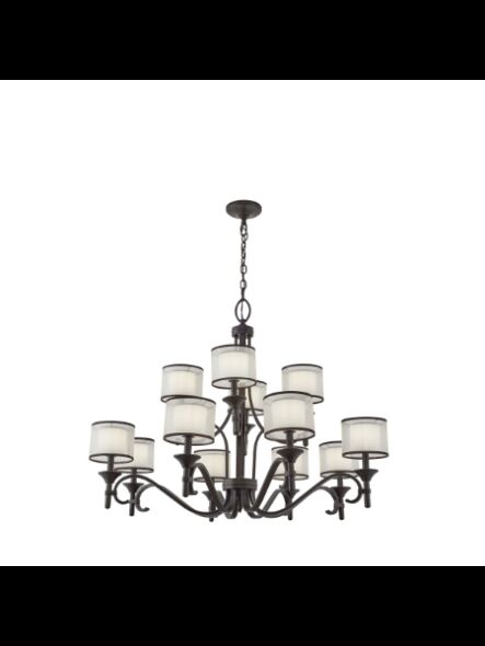 Kichler 42383MIZ 12-Lights Mission Bronze 60W 2-Tier Chandelier