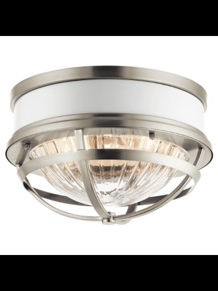 Kichler 43013NI 2-Lights Brushed Nickel 75W Flush Mount Ceiling Light