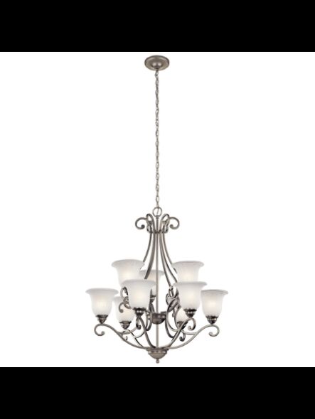 Kichler 43226NI 9-Lights Brushed Nickel 100W 2-Tier Chandelier