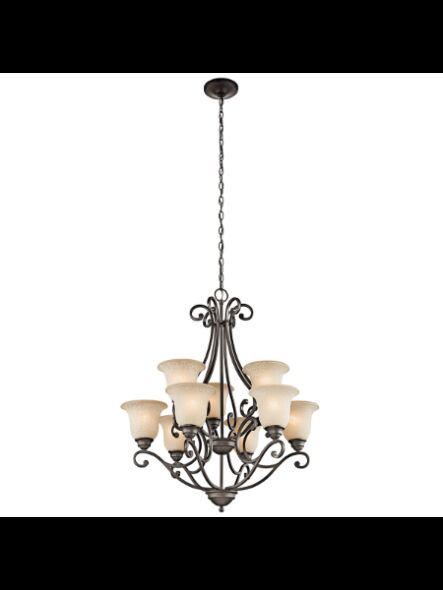 Kichler 43226OZ 9-Lights Olde Bronze 100W 2-Tier Chandelier