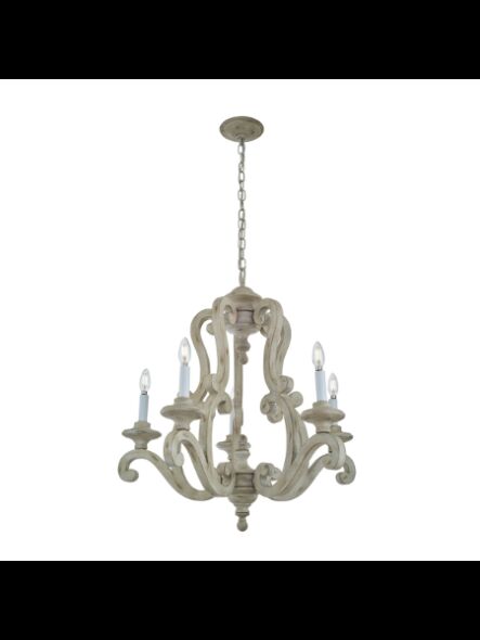 Kichler 43256DAW 5-Lights Distressed Antique White 60W 1-Tier Chandelier