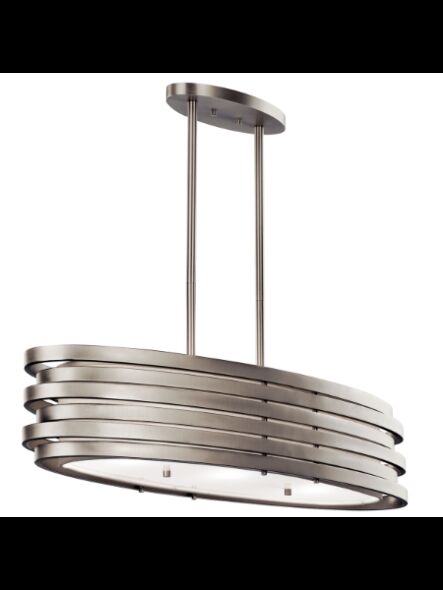 Kichler 43303NI 3-Lights Brushed Nickel 100W Oval Chandelier