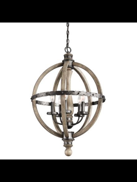 Kichler 43324DAG 5-Lights Distressed Antique Gray 60W 1-Tier Chandelier