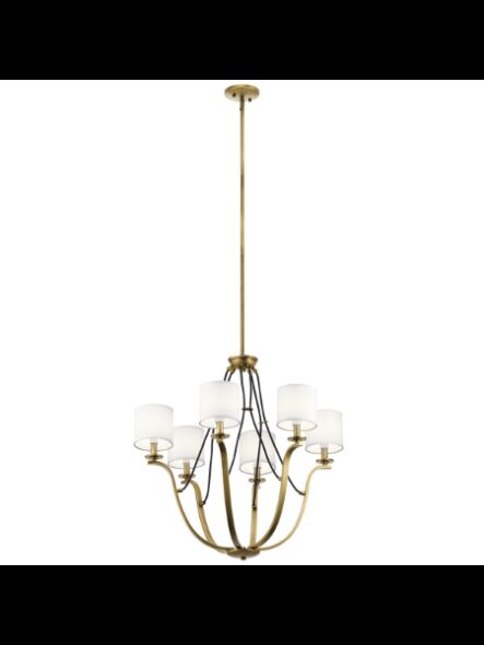 Kichler 43532NBR 6-Lights Natural Brass 60W 1-Tier Chandelier