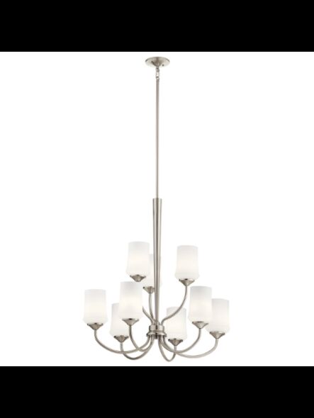 Kichler 43666NI 9-Lights Brushed Nickel 100W 2-Tier Chandelier