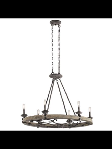 Kichler 43824WZC 6-Lights Weathered Zinc 60W Oval Chandelier
