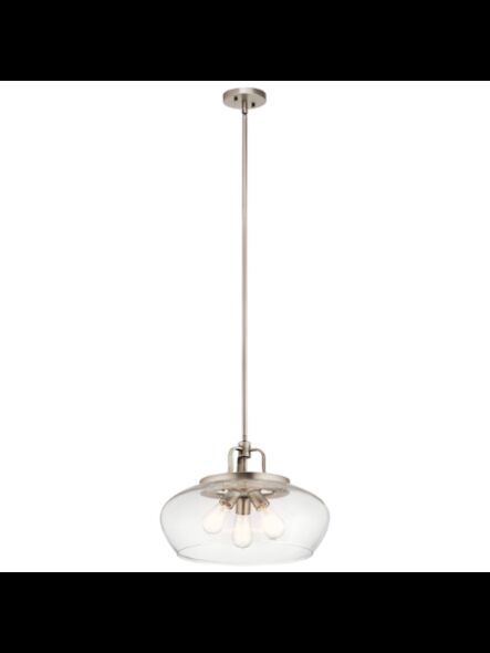 Kichler 43904AP 3-Lights Antique Pewter 75W Convertible Pendant