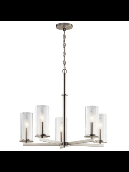 Kichler 43999NI 5-Lights Brushed Nickel 60W 1-Tier Chandelier
