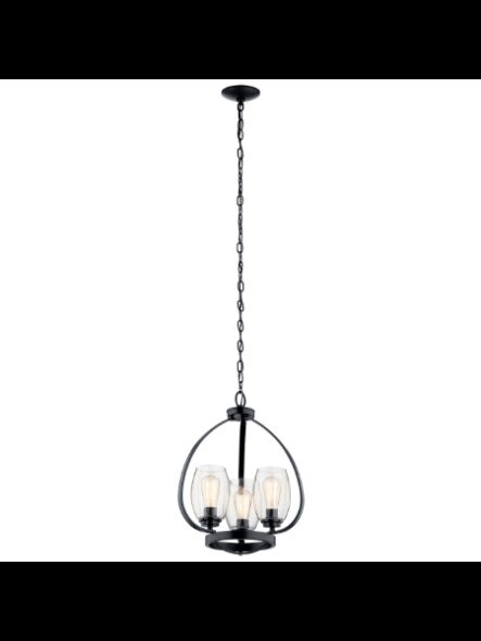 Kichler 44059BK 3-Lights Black 75W Mini Chandelier