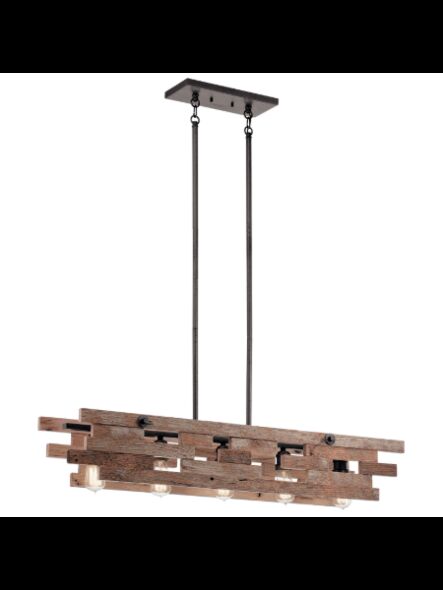 Kichler 44229AVI 5-Lights Anvil Iron 75W Linear Chandelier