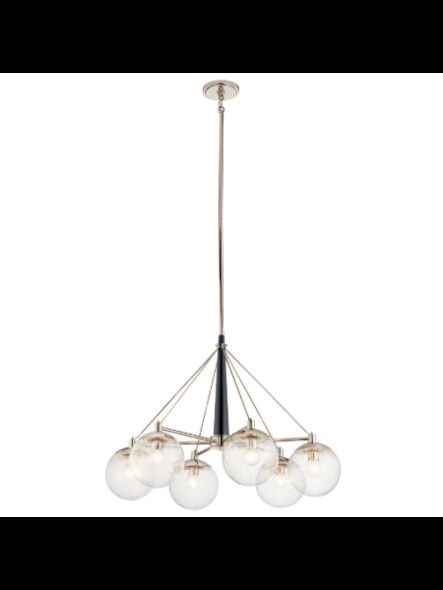 Kichler 44269PN 6-Lights Polished Nickel 75W 1-Tier Chandelier