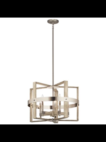Kichler 44290WWW 5-Lights White Washed Wood 60W 1-Tier Chandelier