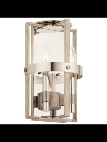Kichler 44292WWW 2-Lights White Washed Wood 60W Wall Sconce