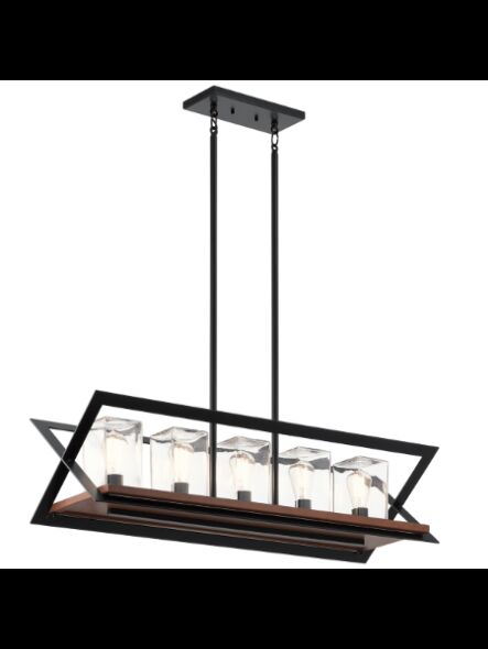 Kichler 49309BK 5-Lights Black 75W Outdoor Chandelier