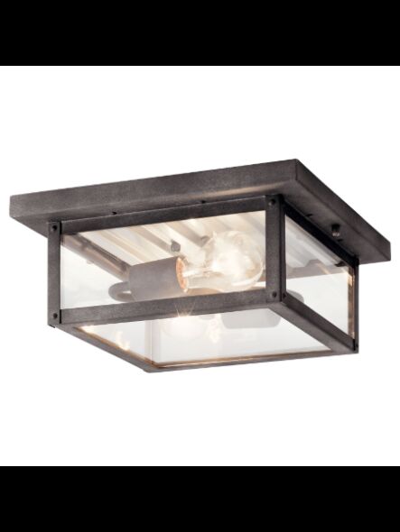 Kichler 49875WZC 2-Lights Weathered Zinc 60W Outdoor Flush Mount