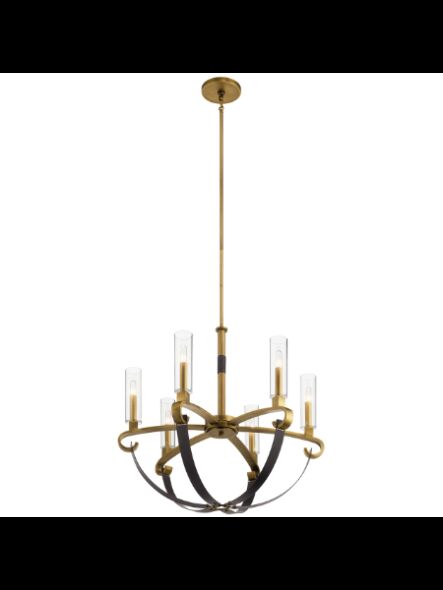 Kichler 52015NBR 6-Lights Natural Brass 60W 1-Tier Chandelier