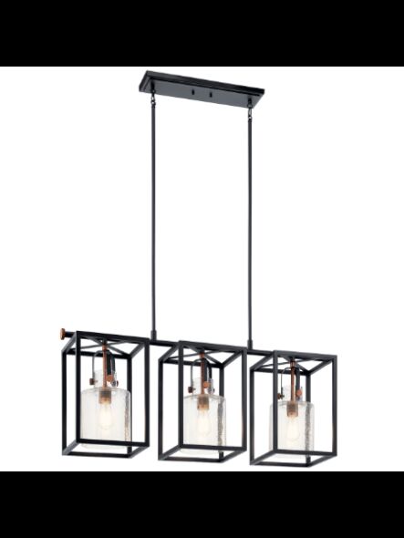 Kichler 52033BK 3-Lights Black 75W Linear Chandelier