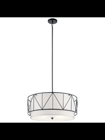 Kichler 52072BK 4-Lights Black 75W Drum Pendant