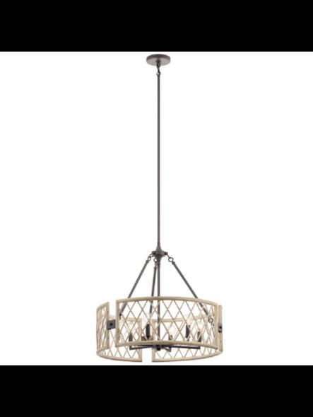 Kichler 52077WWW 6-Lights White Washed Wood 60W 1-Tier Chandelier