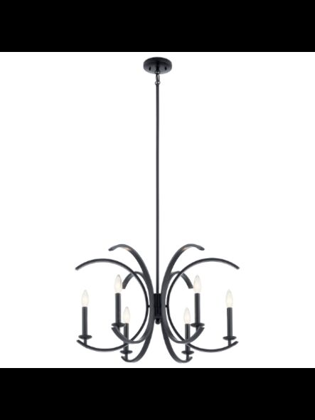 Kichler 52116BK 6-Lights Black 60W 1-Tier Chandelier
