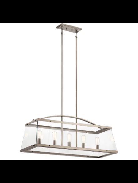 Kichler 52123CLP 5-Lights Classic Pewter 75W Linear Chandelier