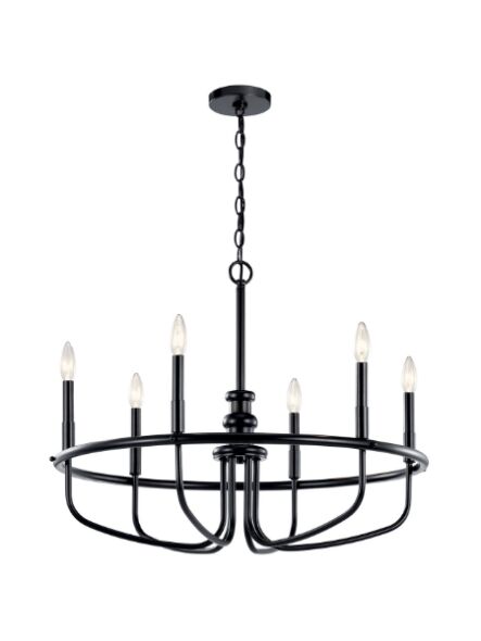 Kichler 52304BK 6-Lights Black 60W 1-Tier Chandelier