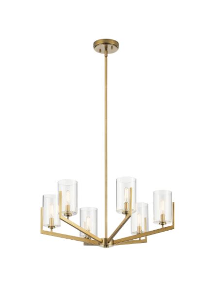 Kichler 52314BNB 6-Lights Brushed Natural Brass 60W 1-Tier Chandelier