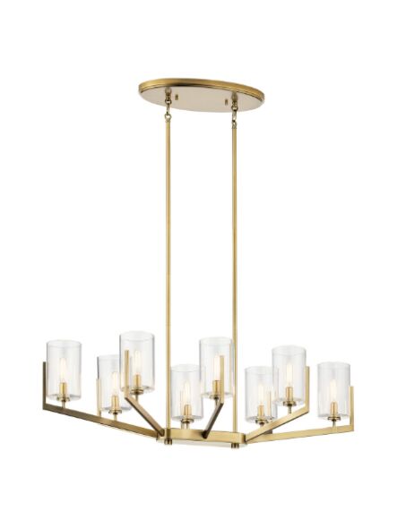 Kichler 52315BNB 8-Lights Brushed Natural Brass 60W Oval Chandelier