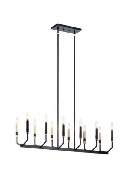 Kichler 52350BK 12-Lights Black 60W Linear Chandelier