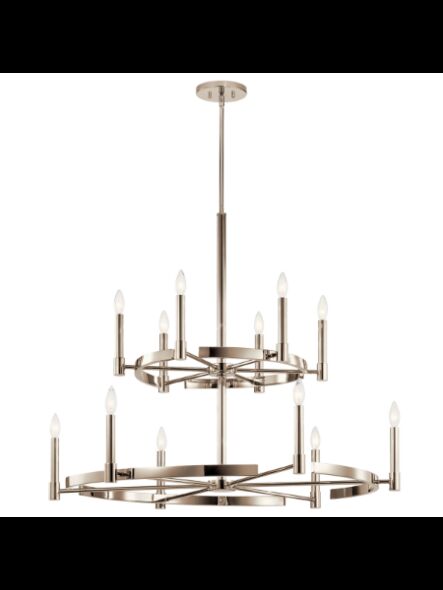 Kichler 52428PN 12-Lights Polished Nickel 60W Round Chandelier