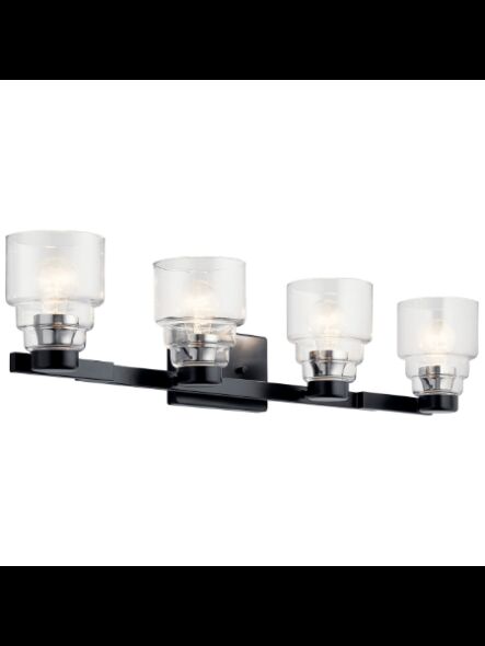 Kichler 55013BK 4-Lights Black 75W Vanity Light