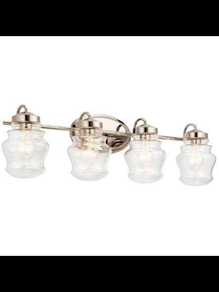 Kichler 55040PN 4-Lights Polished Nickel 75W Vanity Light