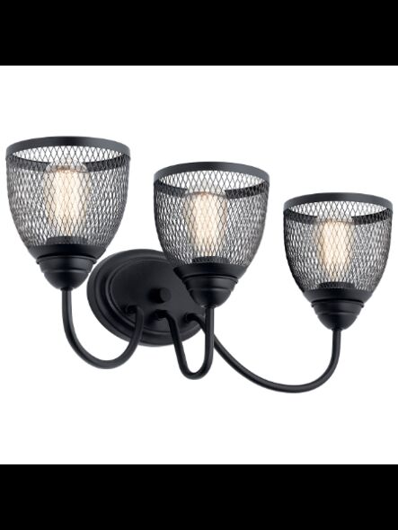Kichler 55043BK 3-Lights Black 75W Vanity Light