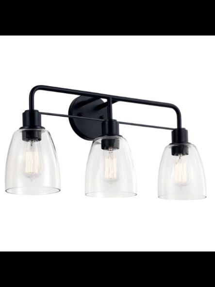 Kichler 55102BK 3-Lights Black 60W Vanity Light
