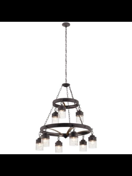 Kichler 82337 9-Lights Weathered Zinc 60W 2-Tier Chandelier