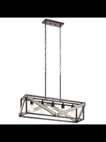 Kichler 82346 5-Lights Anvil Iron 60W Linear Chandelier