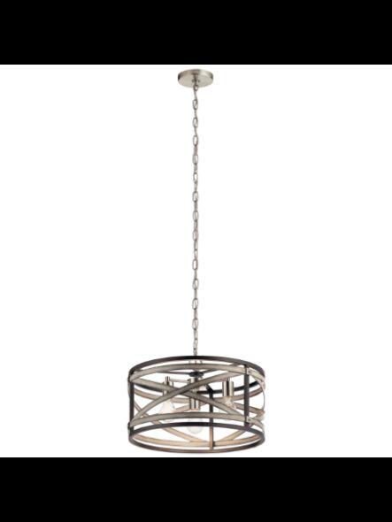 Kichler 82347 3-Lights Anvil Iron 60W Drum Pendant