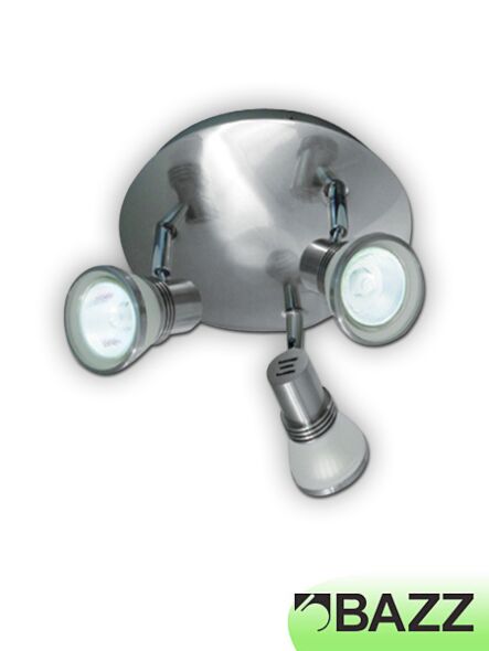 bazz accent 3-light brushed chrome multidirectionnal spots fixture px7083bs