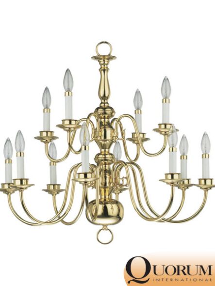 quorum lighting 6171-12-2 polished brass chandelier