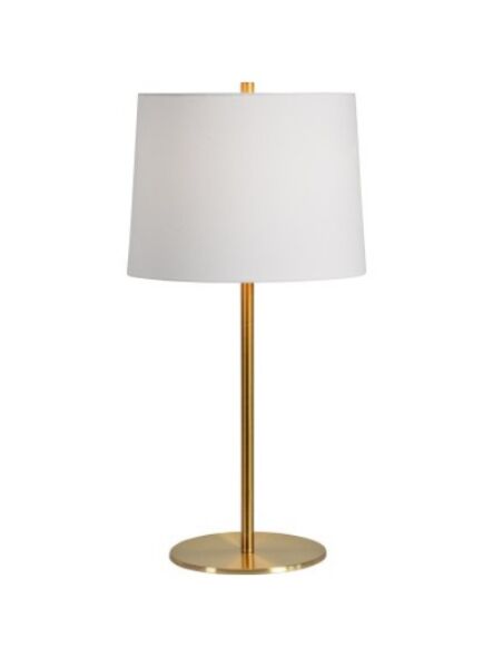Renwil lighting modern table lamp in antique brass finish stand and white cotton finish shade