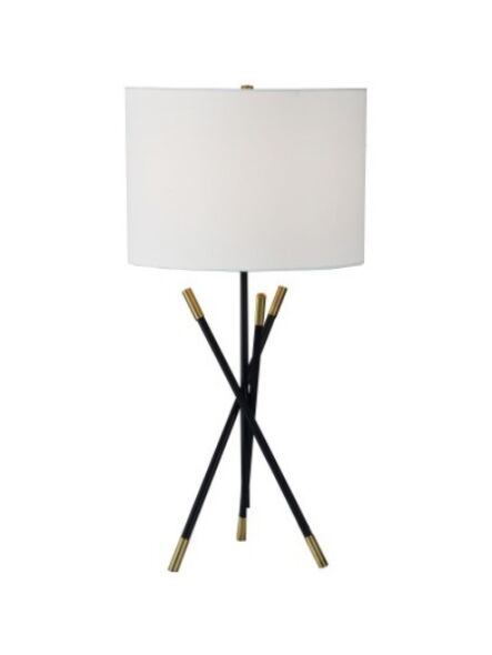 Renwil modern 100 watt table lamp in antique brass and off white finish