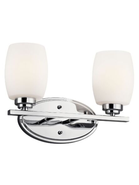 Stylish bathroom vanity light fixture by Kichler lighting in polished chrome finish
